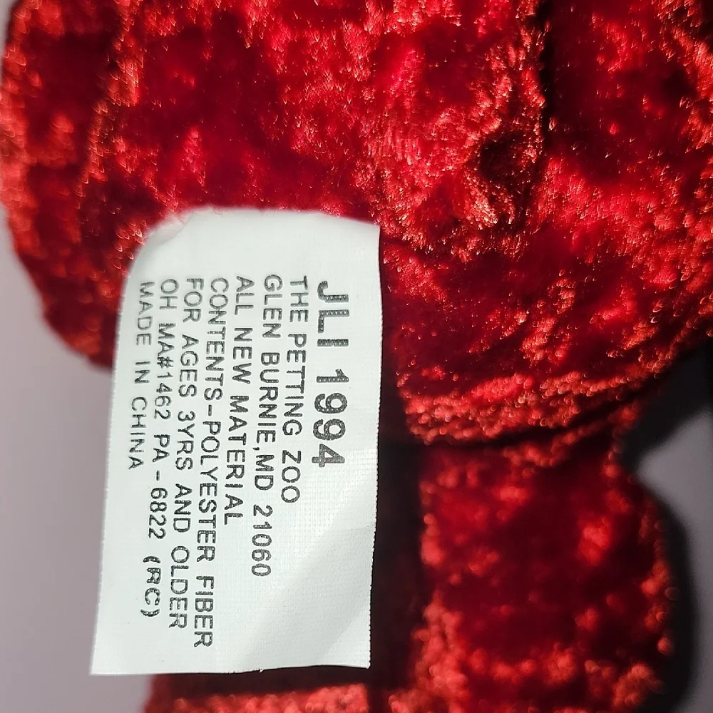 Plush Red Teddy Bear with White Heart and bow Valentine's Bear Stuffed Animal